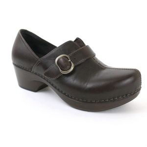 Dansko Tamara Leather Clogs Size 36 Brown Buckle